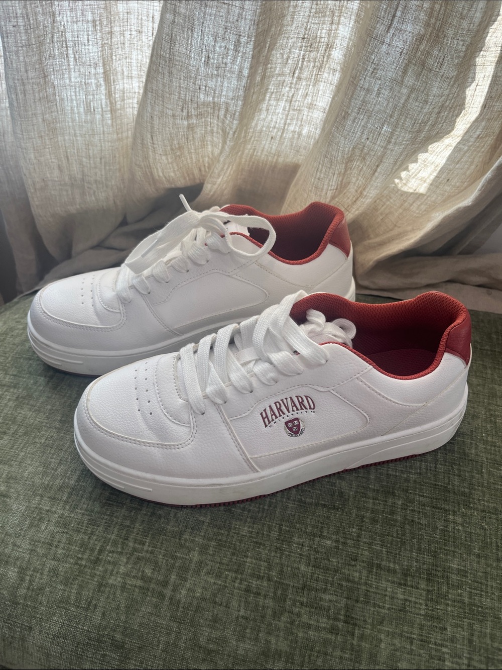 Harvard Branded White & Crimson Casual Sneakers